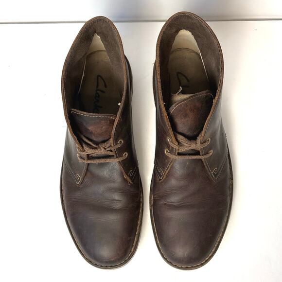 Clarks Bushacre 2 Chukka Boots 15522 Distressed Brown Leather Men\'s Size 8